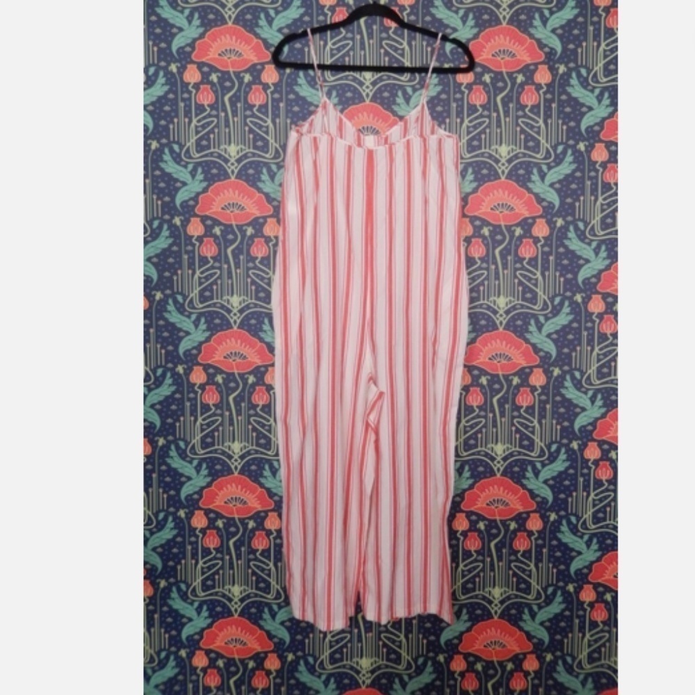 Madewell Cream Red Striped Cami Lightweight Cotton Jumpsuit Nwt M - Picture 6 of 6